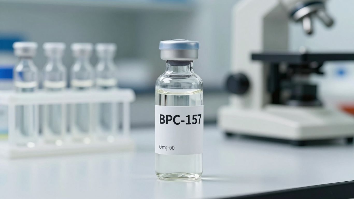 Vials of BPC-157 in a lab setting.