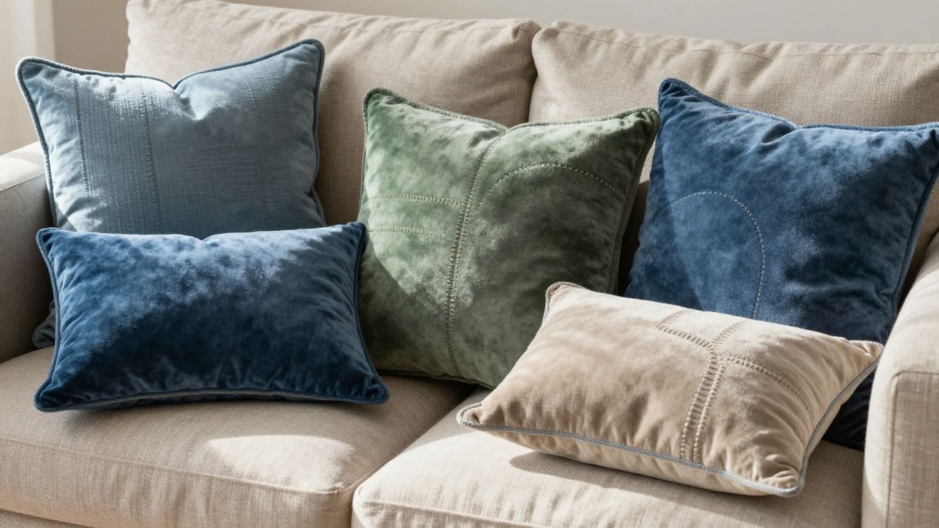 Stylish decorative pillow covers on a sofa.