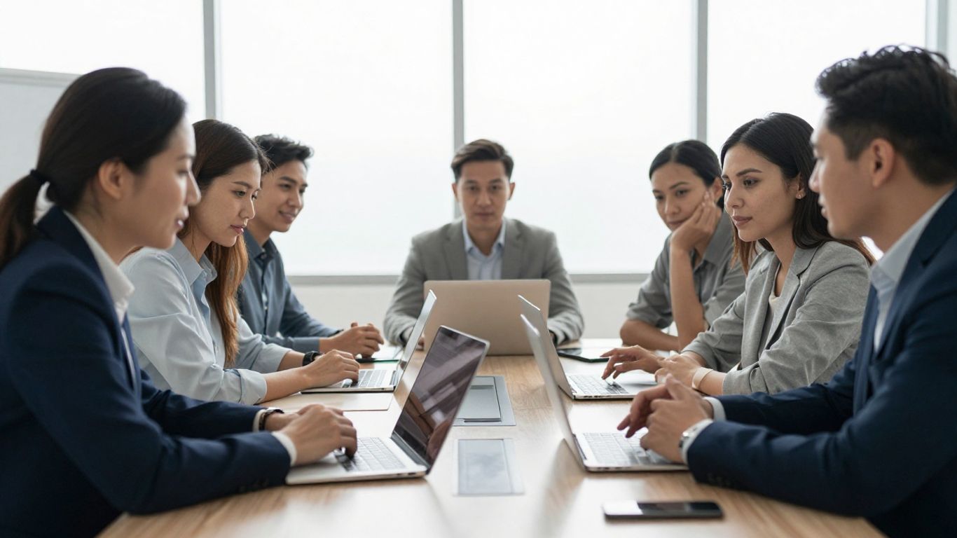 Managers collaborating across cultural differences