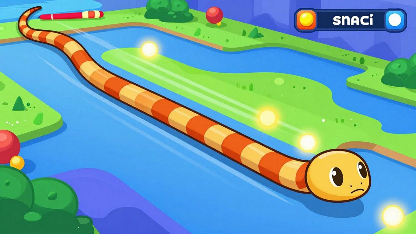 Poki Snake game in action, colorful and fast-paced.