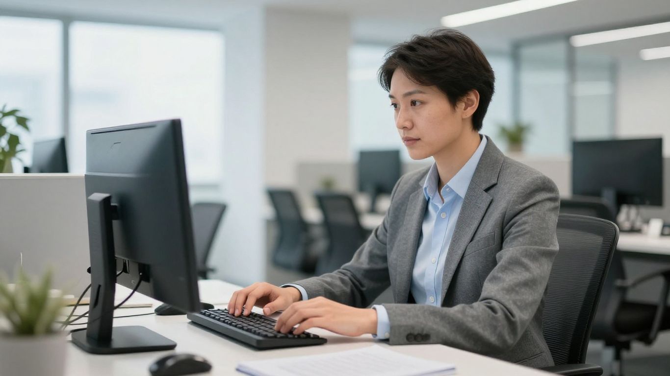 Mitarbeiterin in moderner Arbeitsumgebung