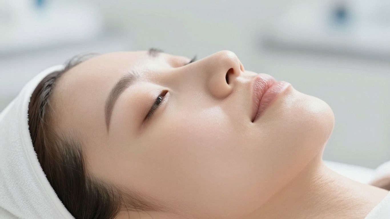 Close-up of healthy, glowing skin after a professional treatment.