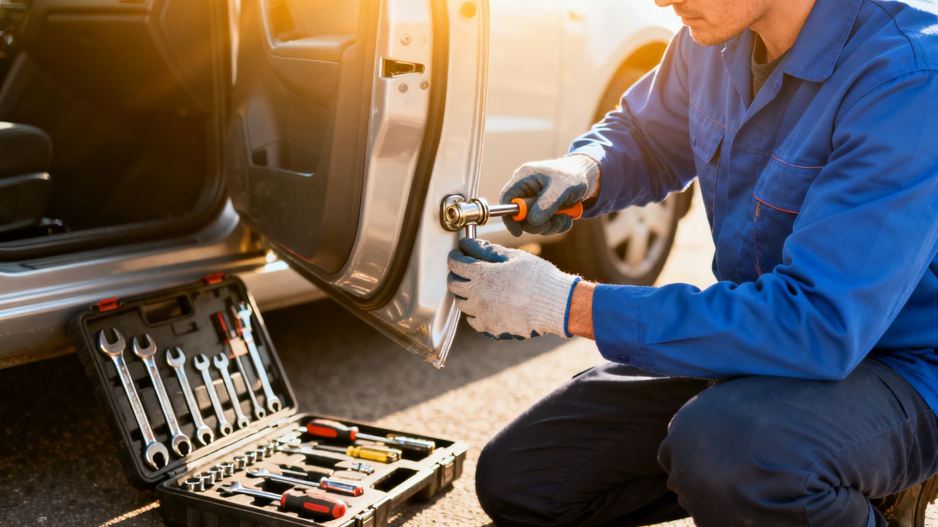Mobile technician provides on-site car key service