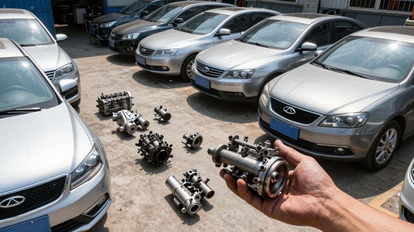 Chery car parts at a wrecking yard in Australia.