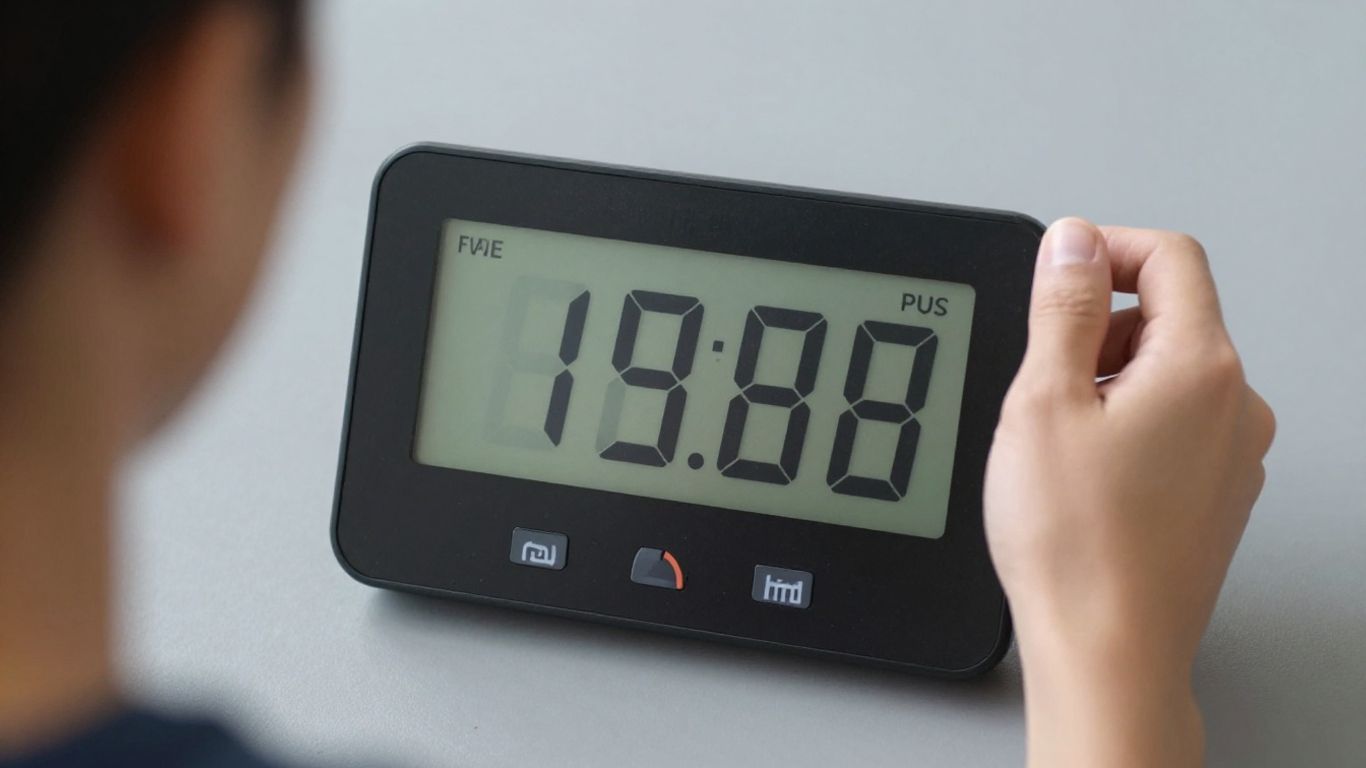 Person exercising with a digital focus timer.