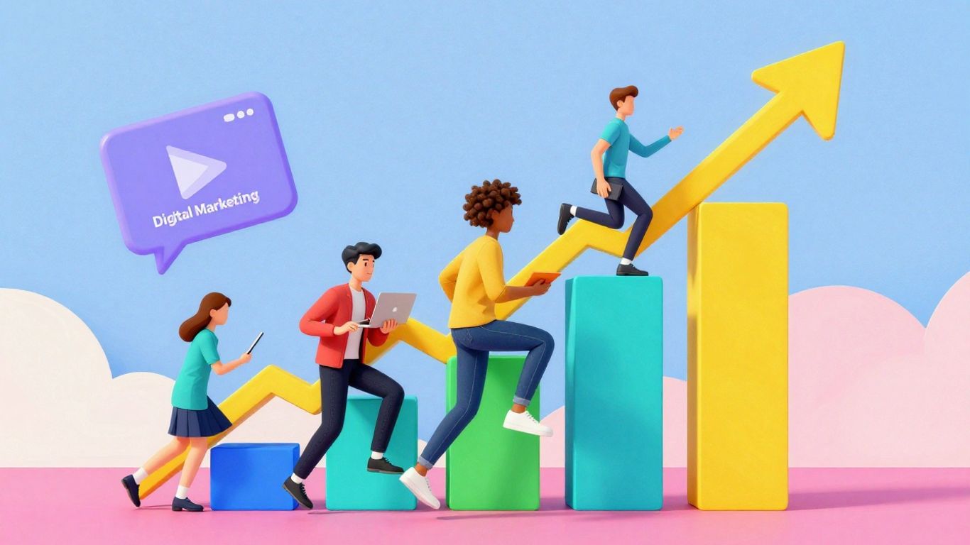 Crescimento rápido em marketing digital e publicidade online.