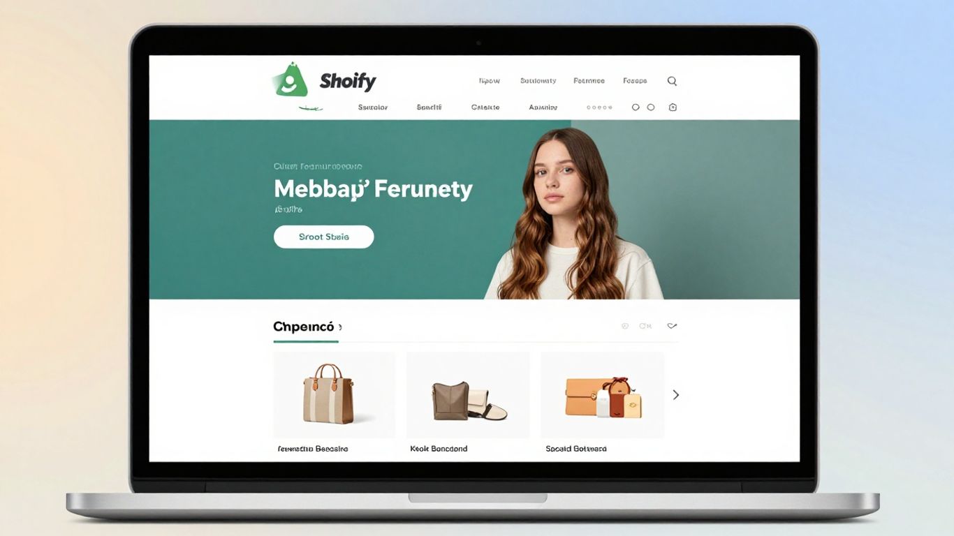 Shopify e-commerce website on a laptop screen.