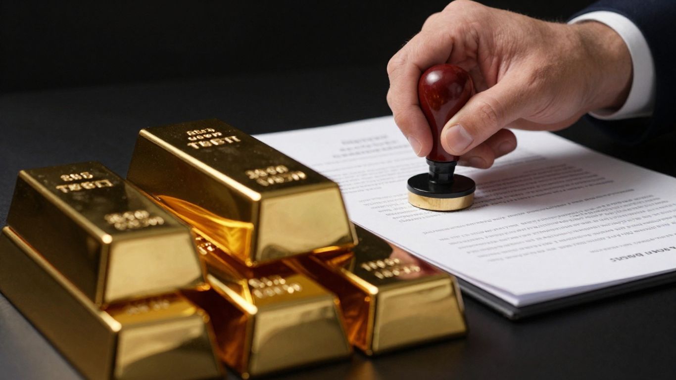 金条和一份盖有官方印章的文件。