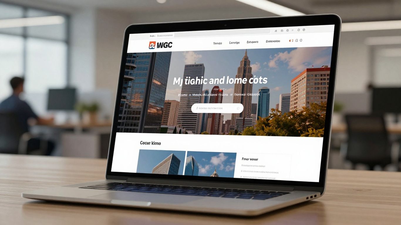 Modern website design on a laptop screen.