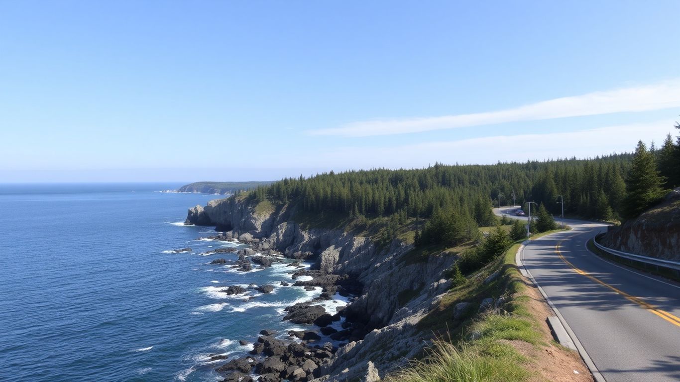 Scenic coastal road in Maine