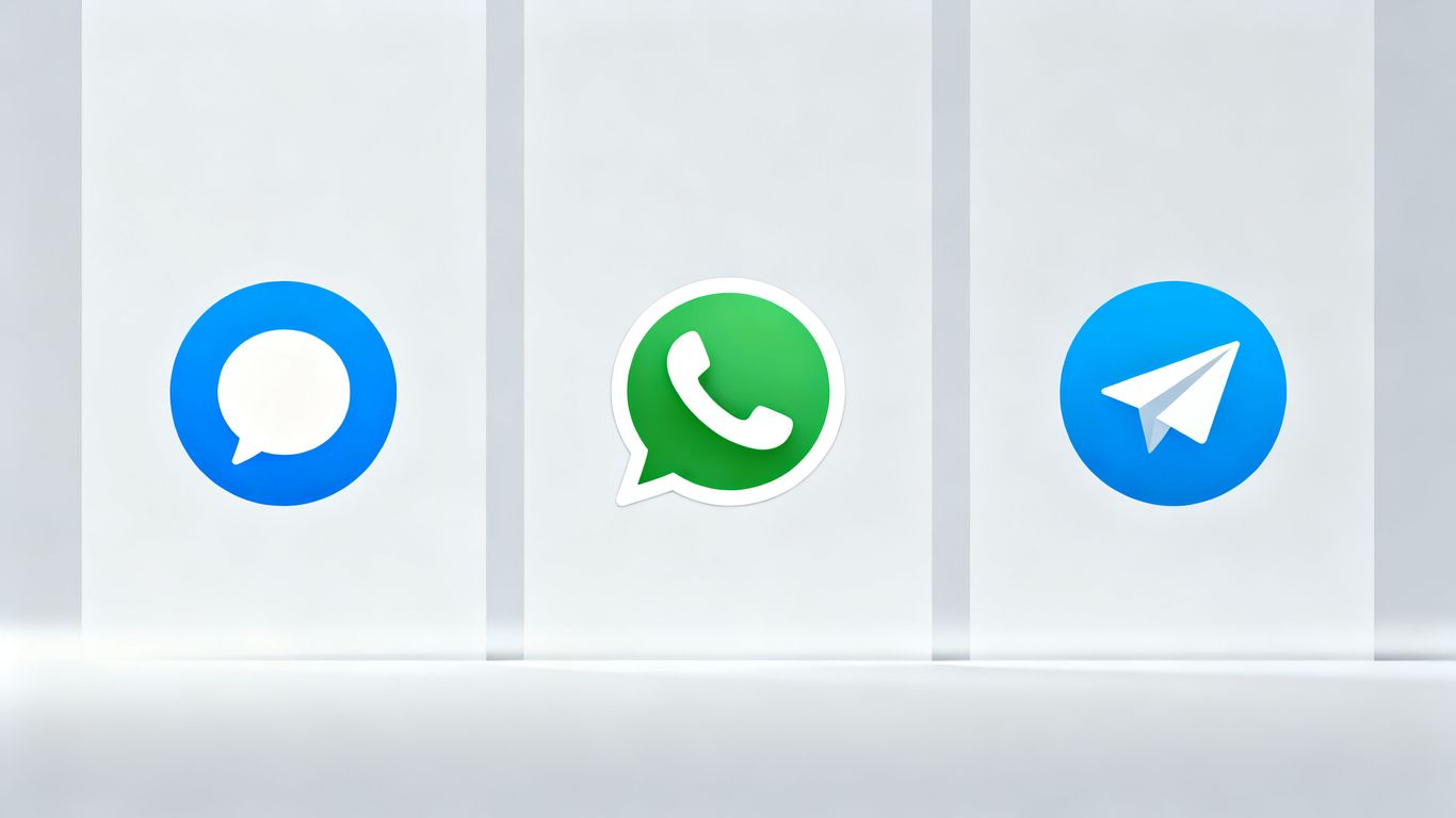 Signal, WhatsApp, and Telegram app logos