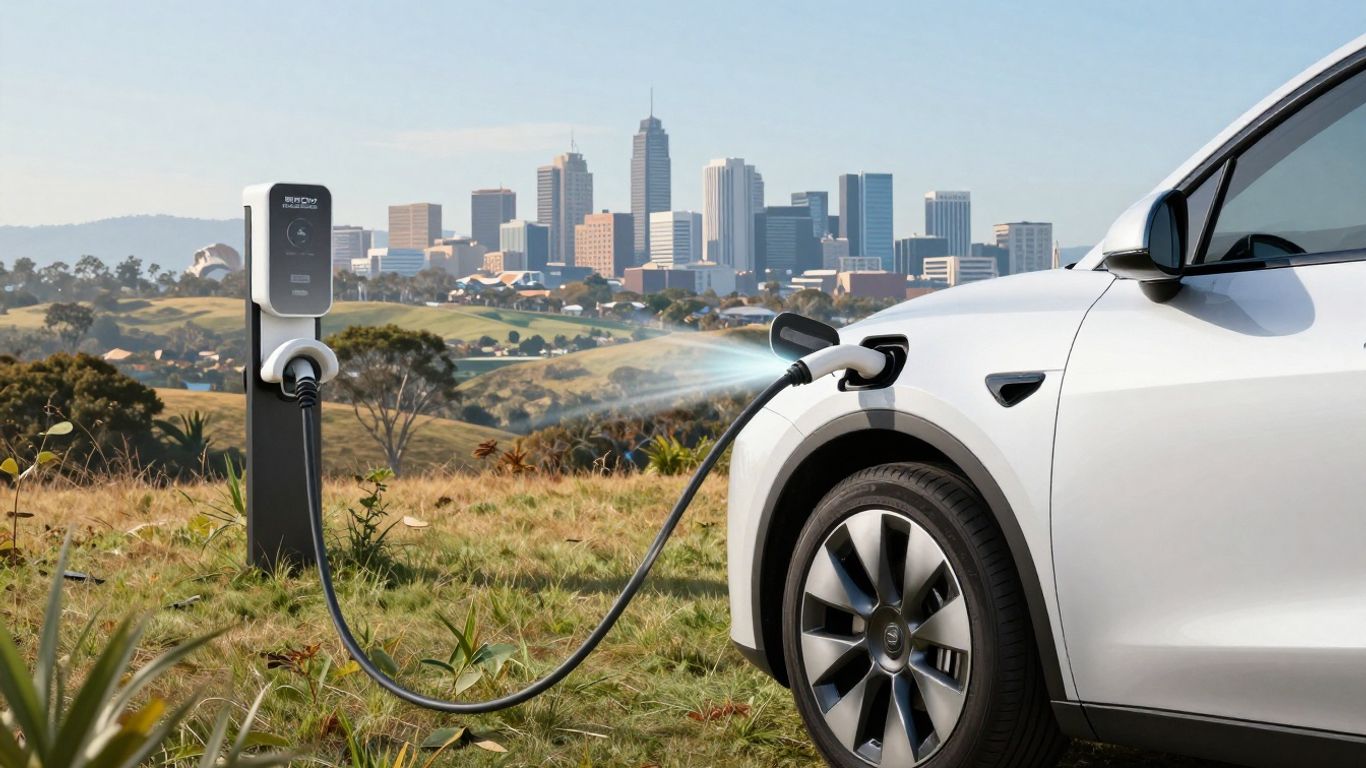 Electric car charging, powering Australia's future.