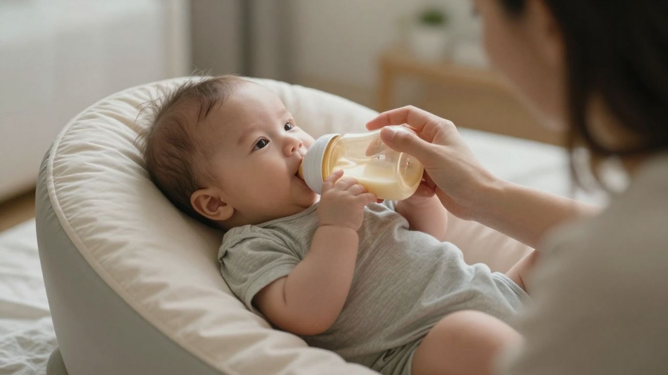 Bebé alimentándose de forma erguida y pausada
