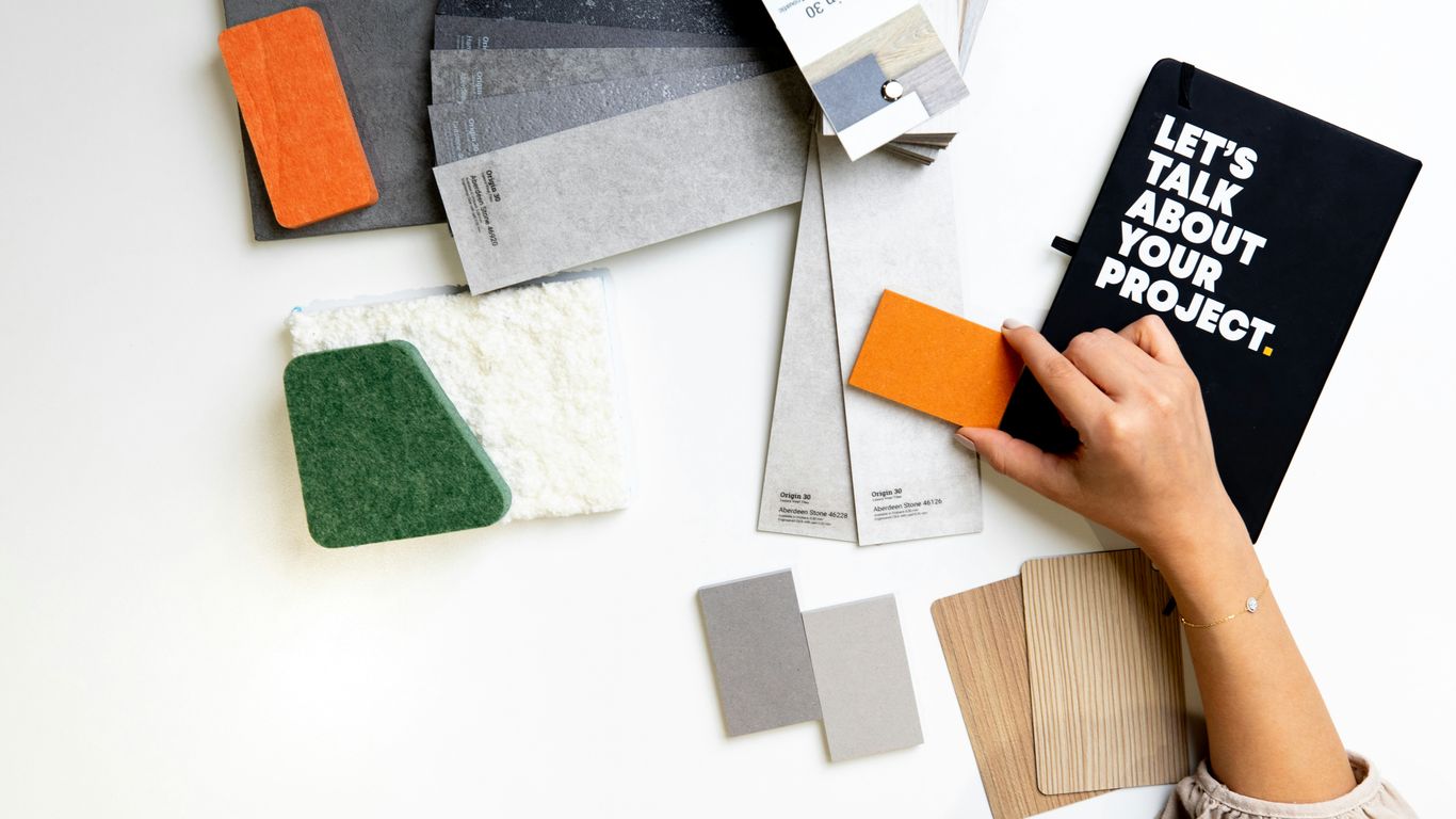 Designer lighting brief with material samples