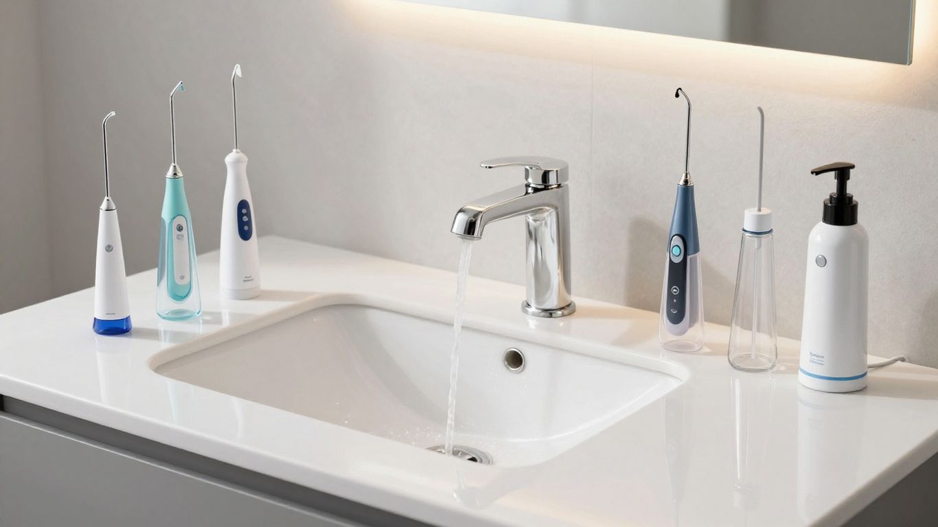 Irrigadores dentales de diferentes marcas y modelos.