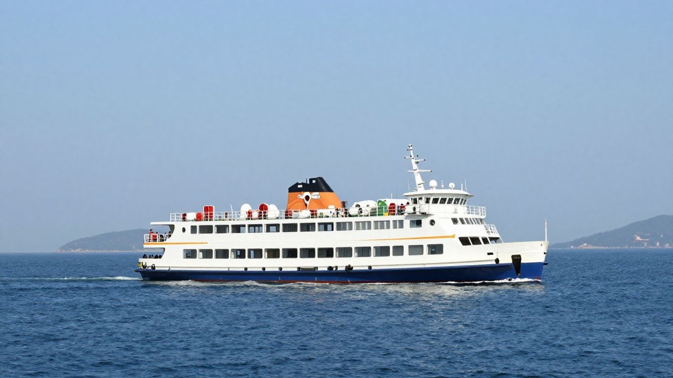 Ferry sailing across the sea towards Newhaven.
