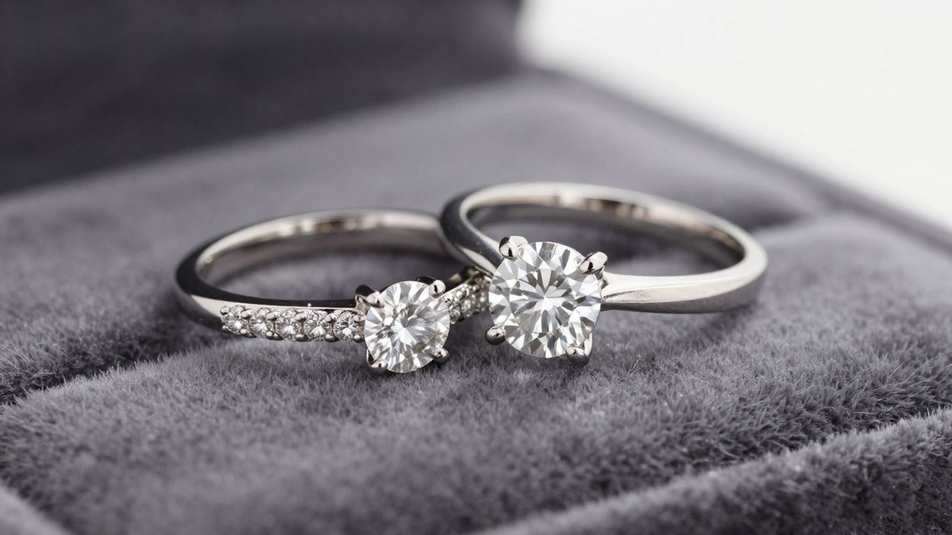 Elegant anniversary rings with diamonds on velvet.