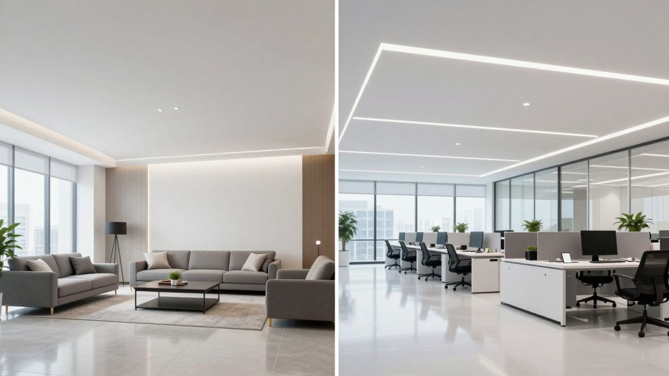 Residential and commercial stretch ceilings comparison