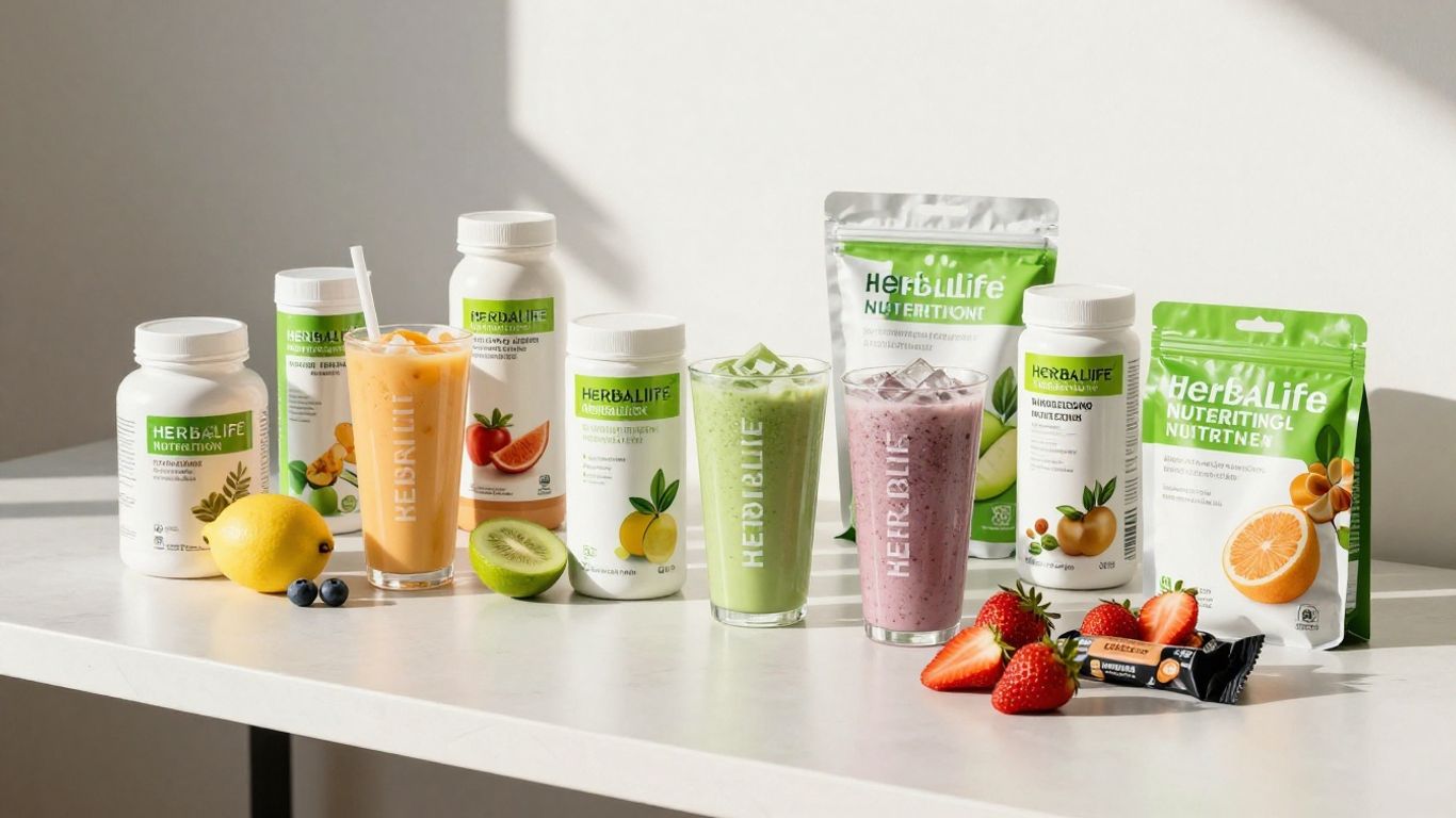Herbalife products in India: shakes, supplements, and snacks.
