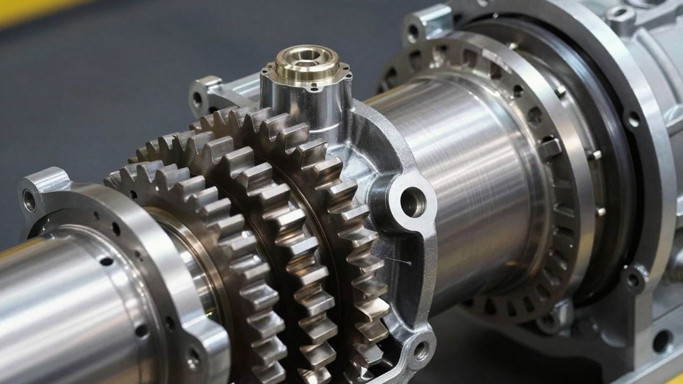 Automotive transmission internal components close-up