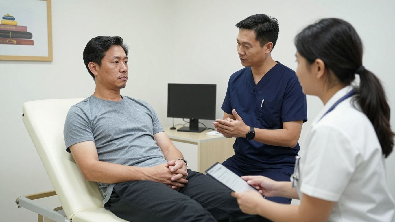 A clinician discussing treatment options with a patient