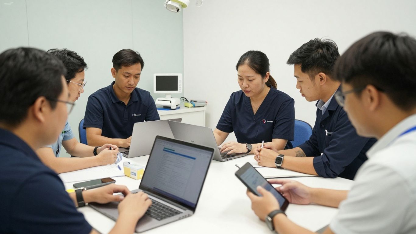 Dental advertising strategy meeting in Singapore clinic