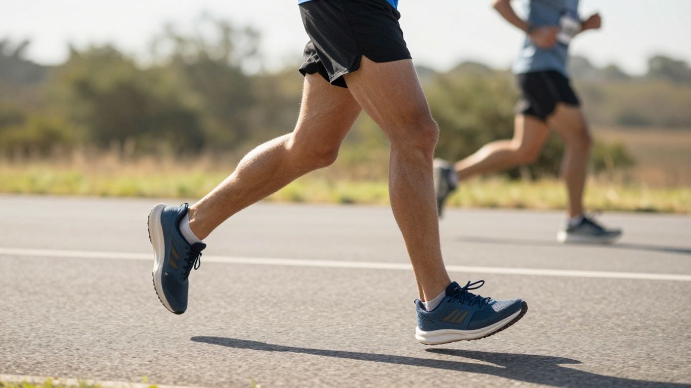 Runner on a road training for a half marathon.