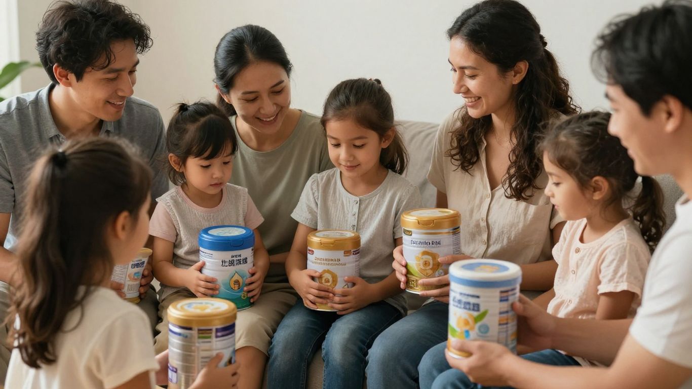 Padres eligiendo leche de fórmula para sus bebés.