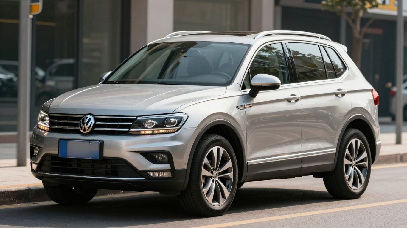 Silberner VW Tiguan 2017 auf einer Straße