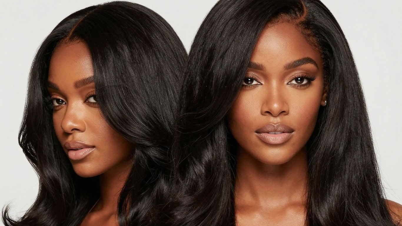 Gorgeous woman with glossy human hair