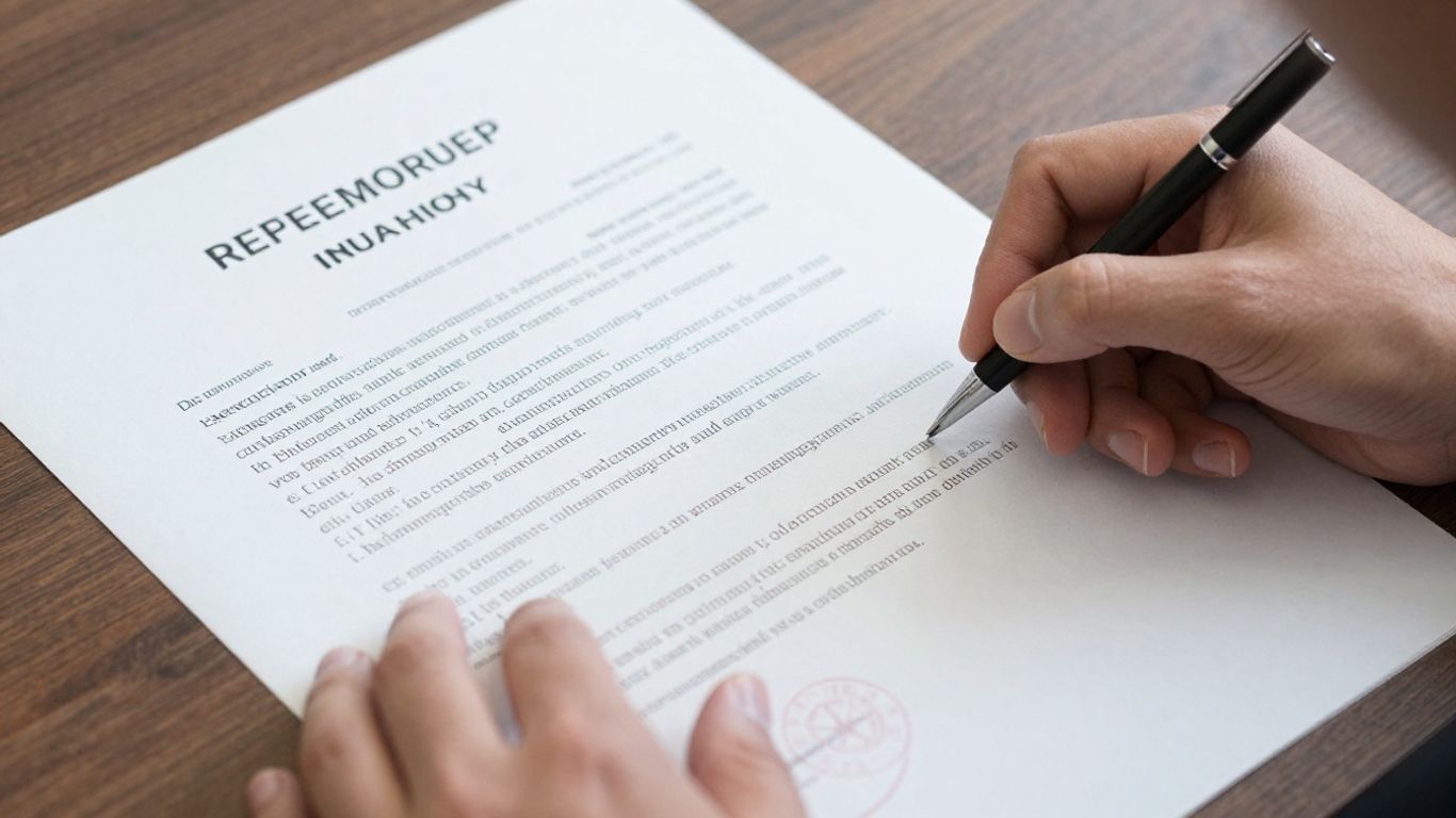 Personne recevant un document officiel avec des tampons.