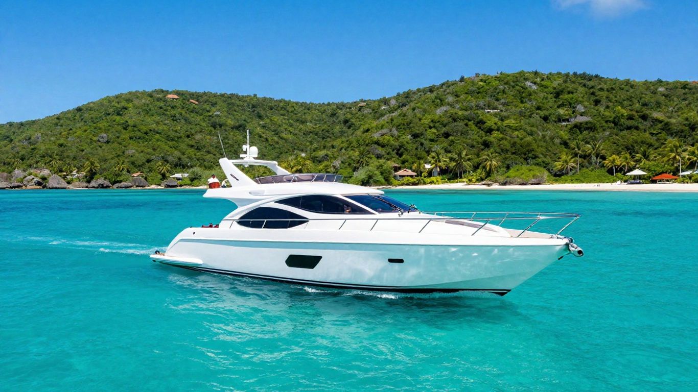 Luxury yacht sailing in the British Virgin Islands.