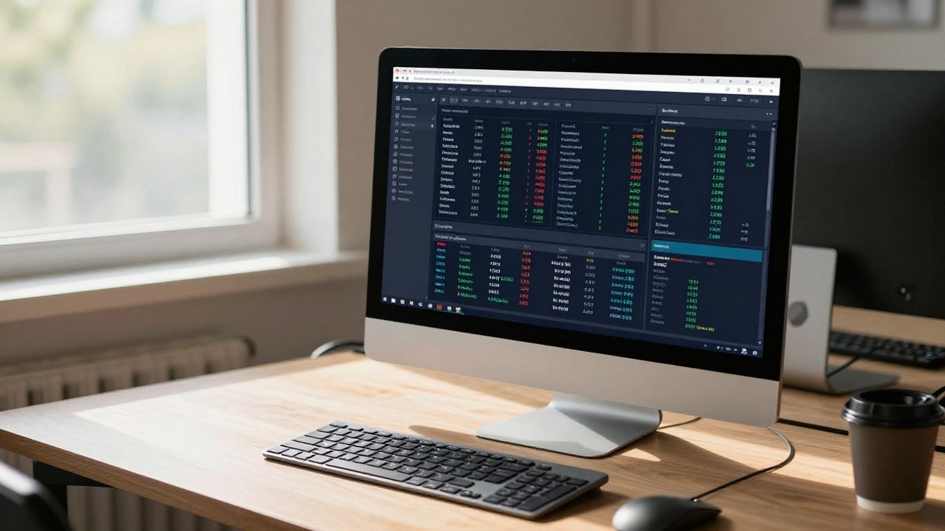 Webull desktop trading platform interface on a monitor.