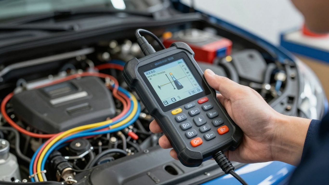 Mechanic testing automotive electrical harness