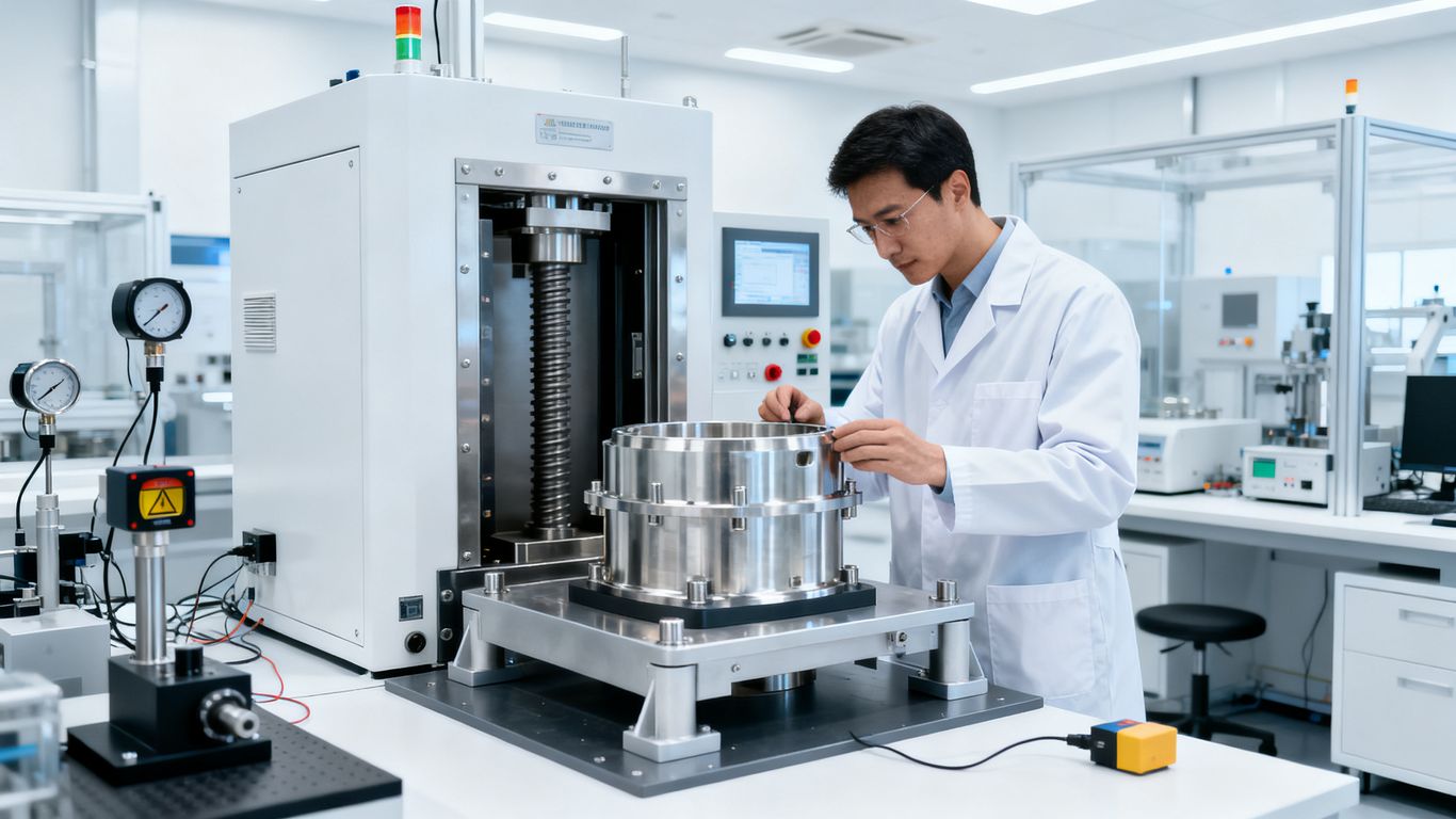 A series of rigorous quality control testing stations for appliances