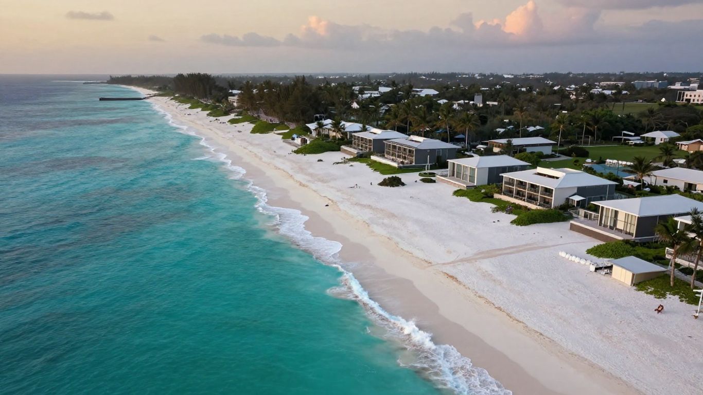 Pristine beach resort aerial shot