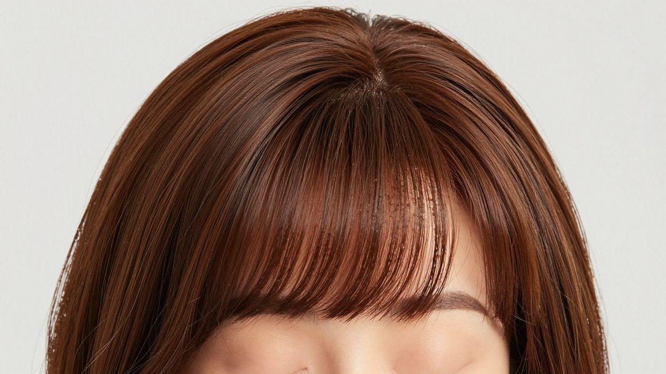 Custom styled wig framing a person's face.