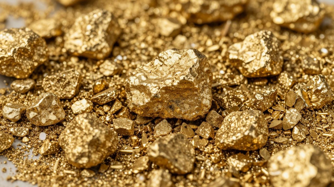 Nuggets et poussière d'or brut