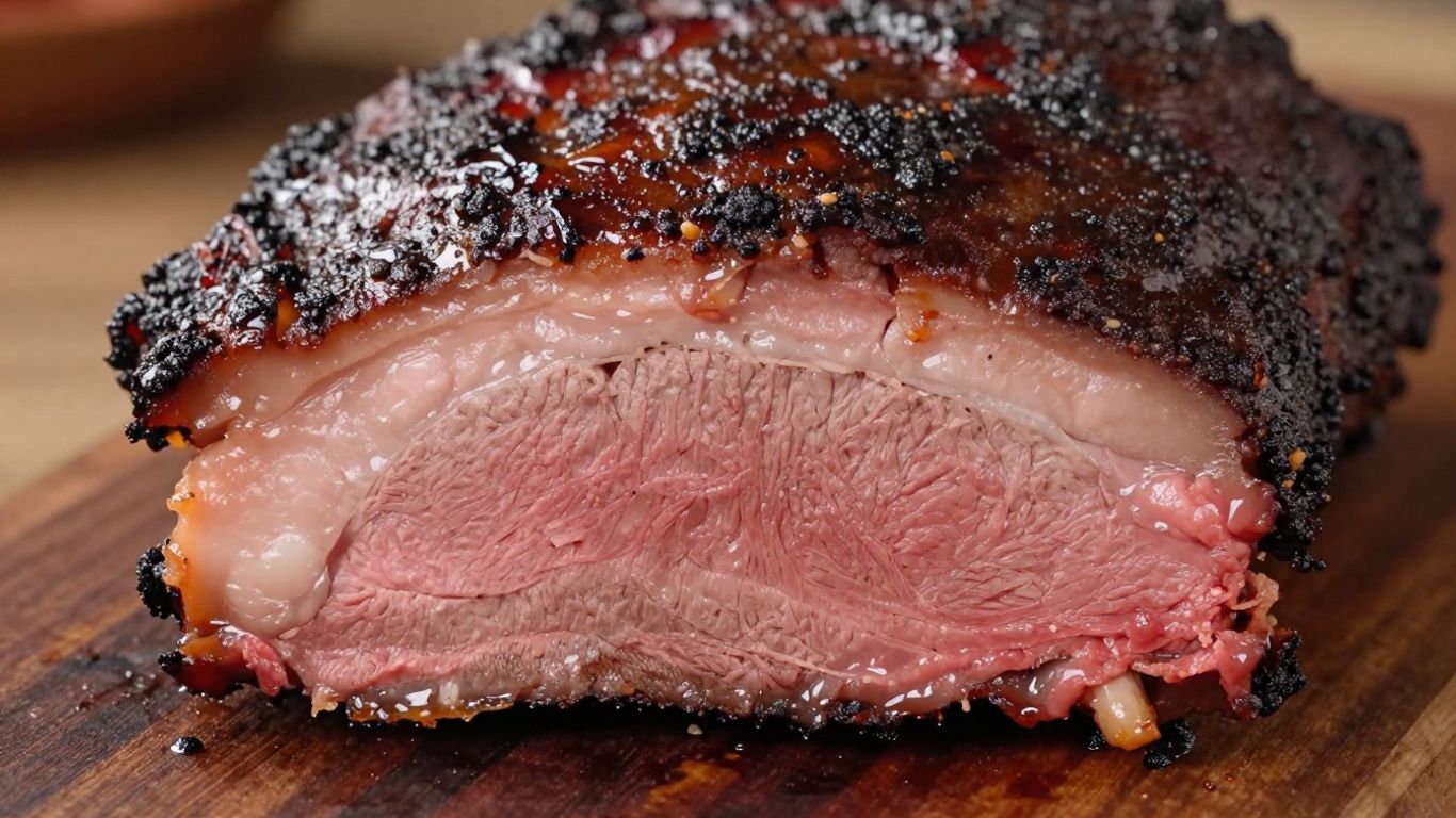 Smoked brisket with smoke ring and bark