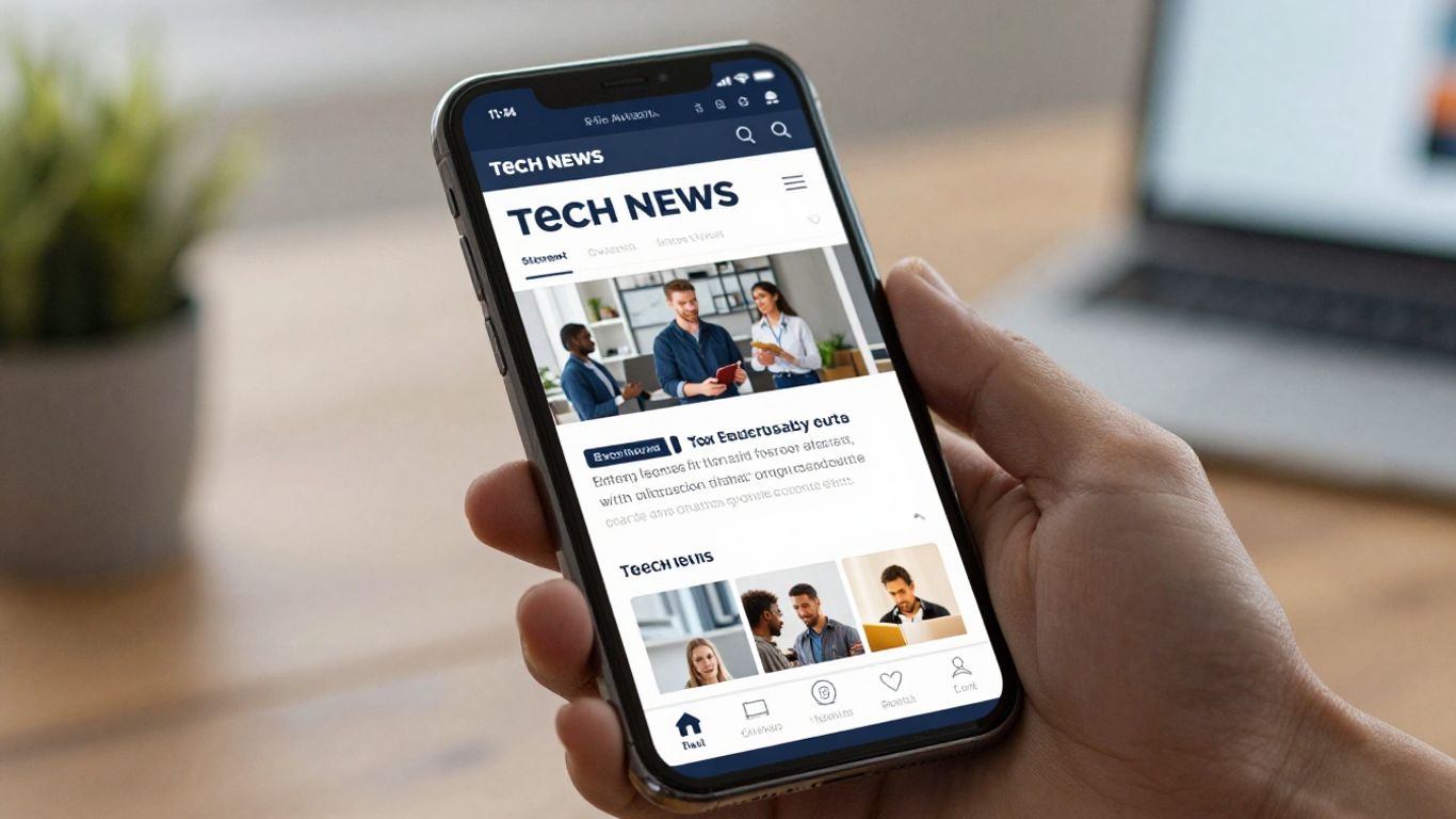 Modern smartphone displaying a tech news website.