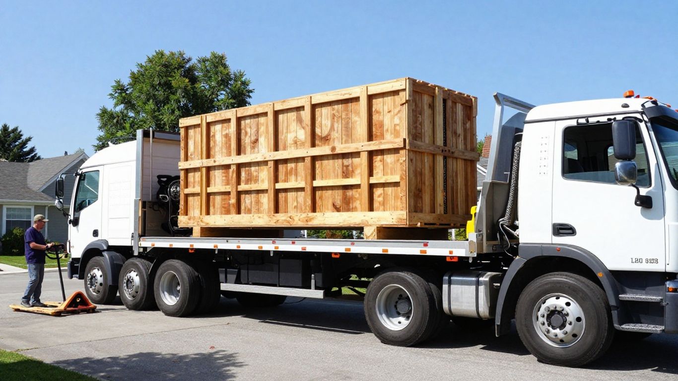 Mechanic receiving a large freight shipment