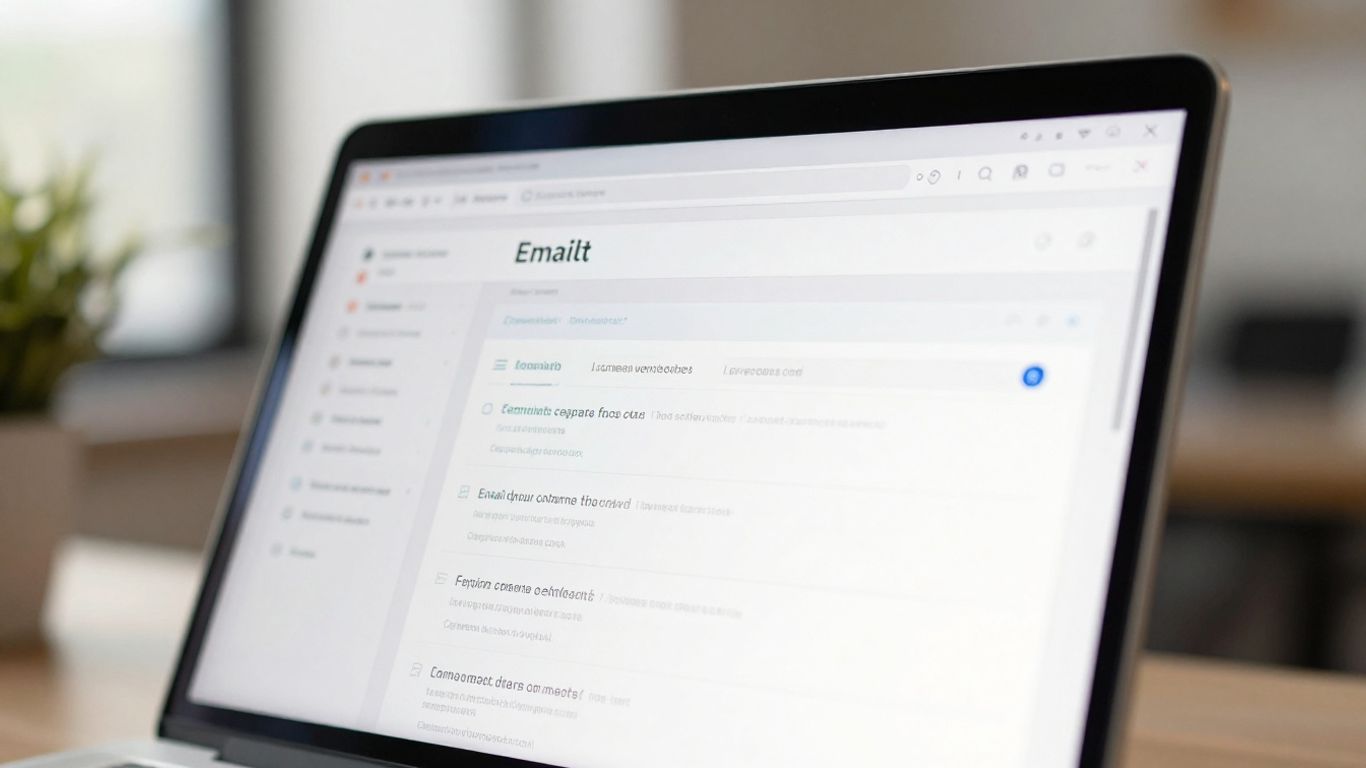 Email sequence blueprint on a laptop screen.
