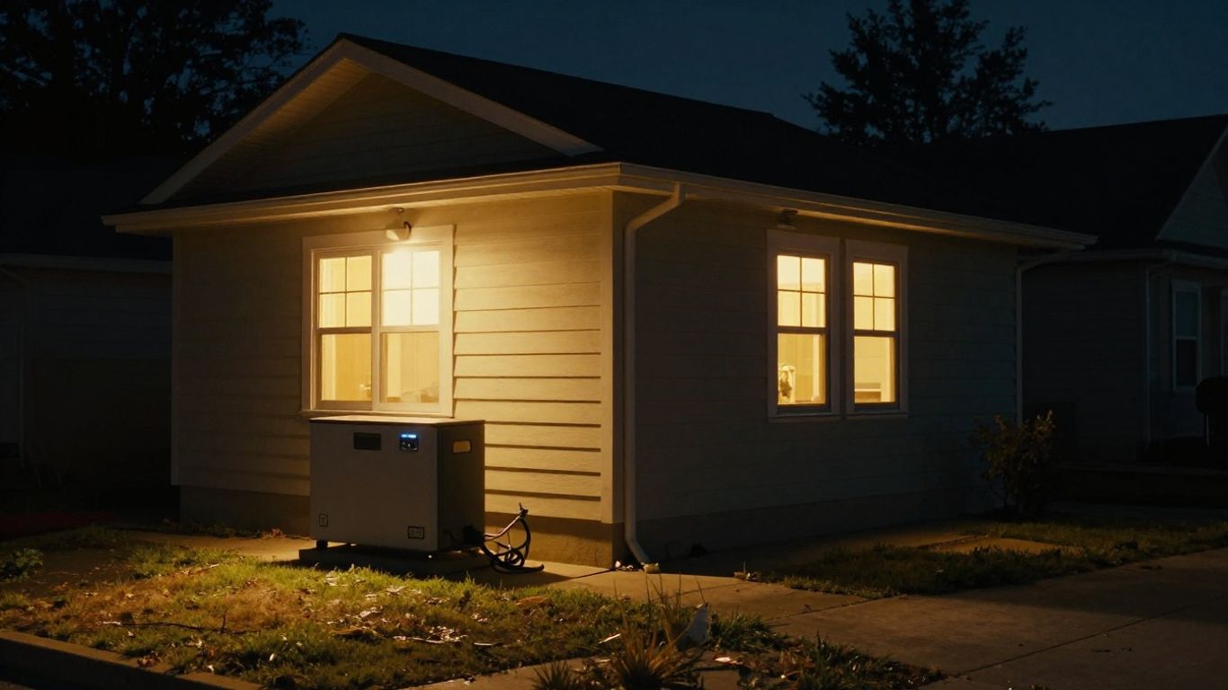 House with independent power during a blackout.