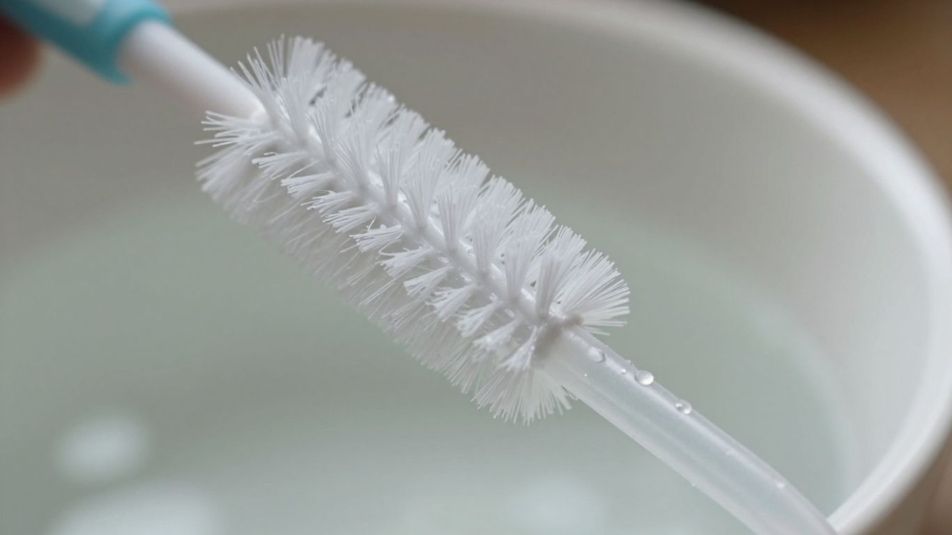 Cleaning brush inside a clear reusable straw.