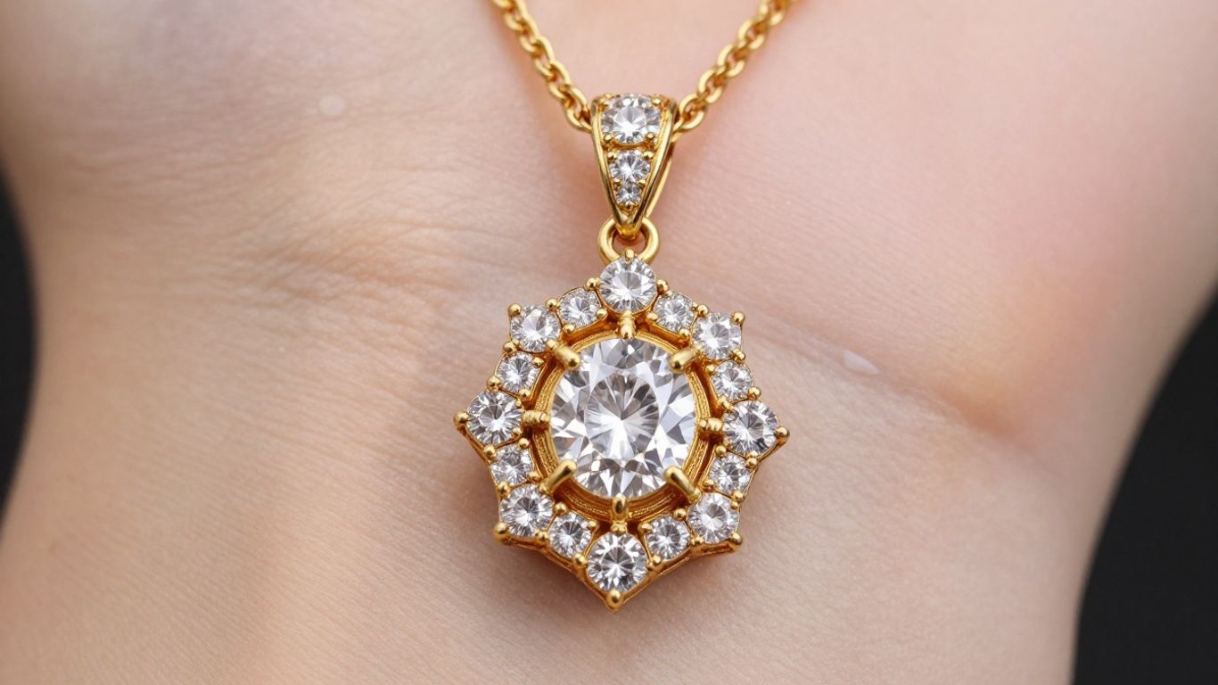 Diamond mangalsutra with sparkling diamonds and gold chain.