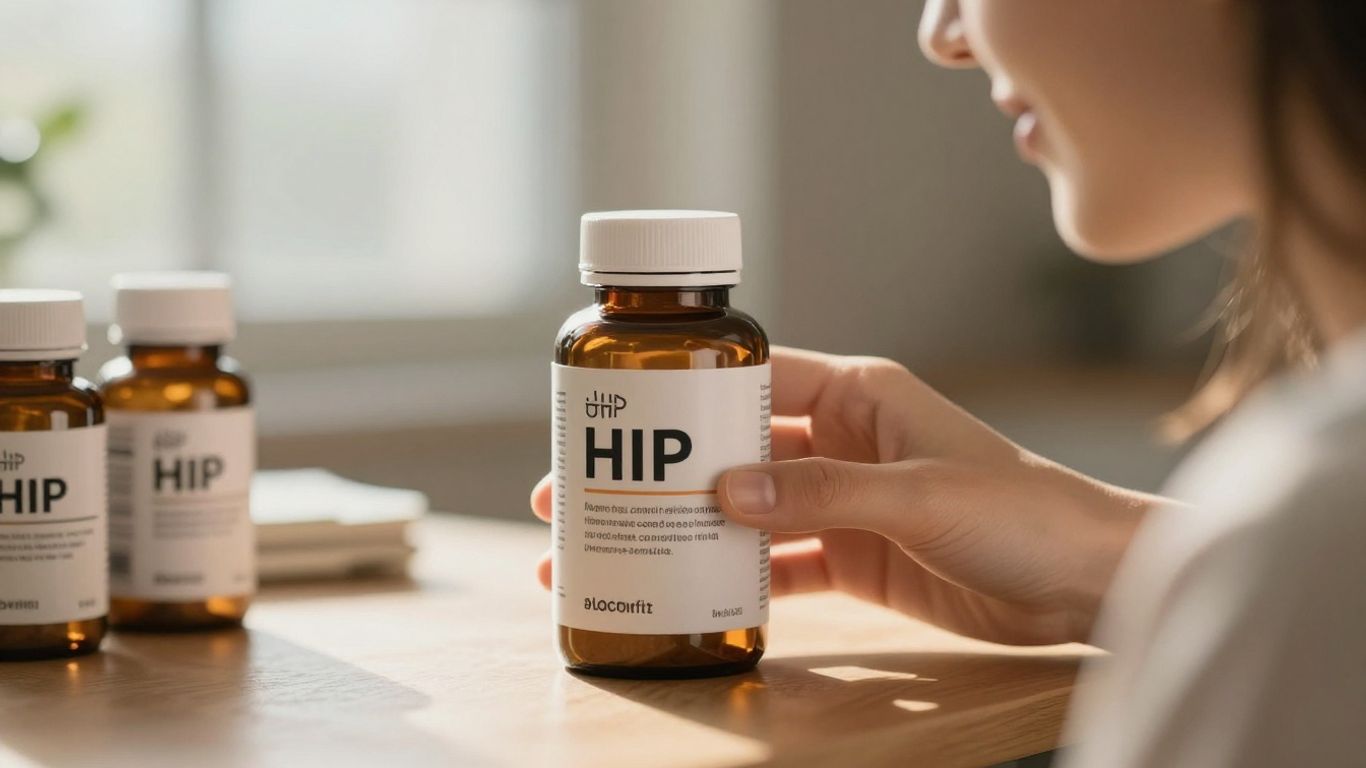 Person considering bHIP product, healthy lifestyle background.