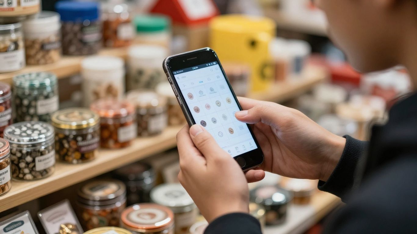 Person choosing a winning product from many options.