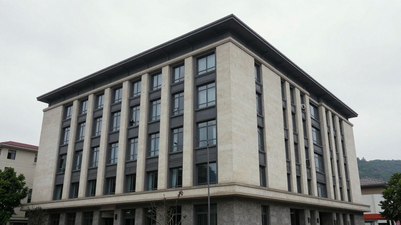 Edificio y su entorno, destacando valor y pertenencias.