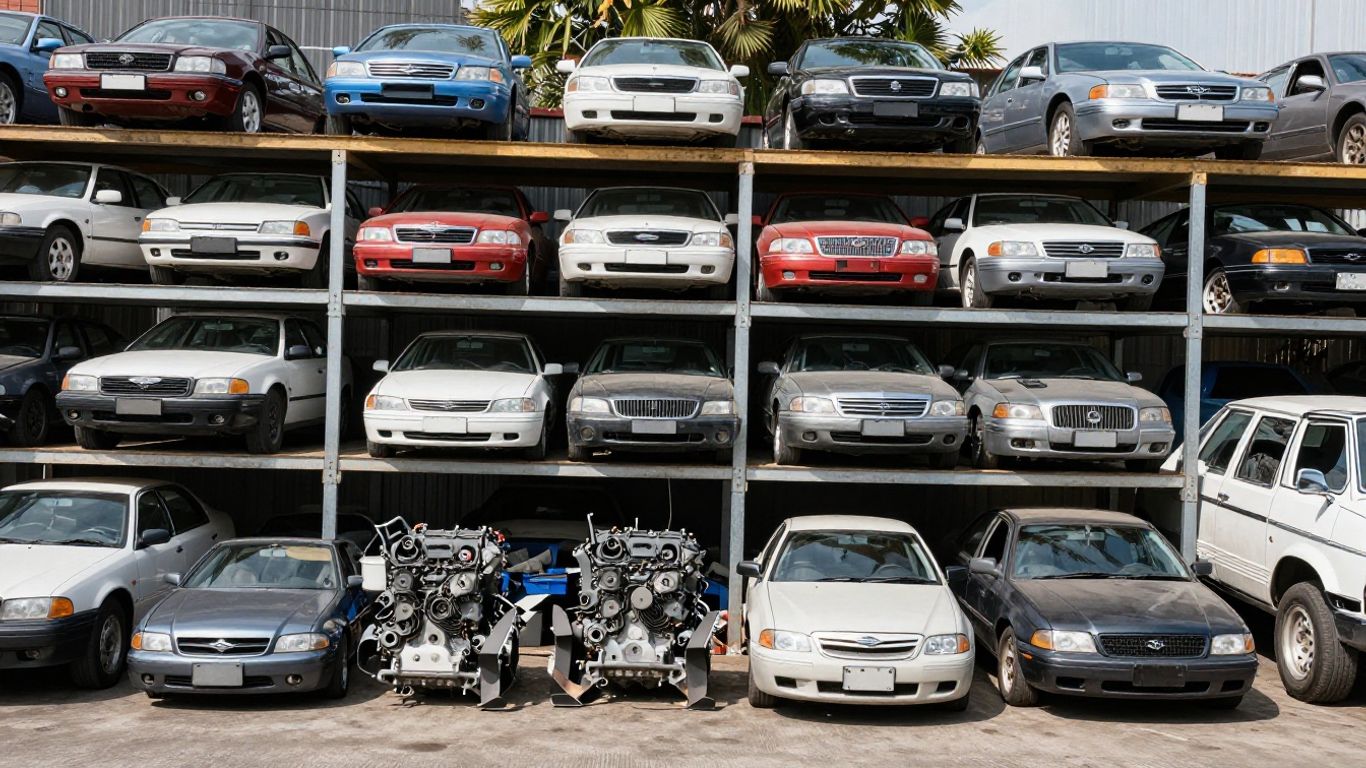 Chrysler car parts at a Dandenong wrecking yard.