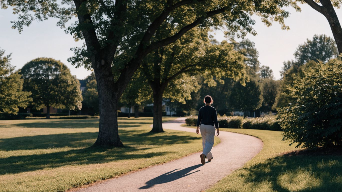 How to lose weight fast naturally and permanently 4 Person walking beside a quiet neighborhood park